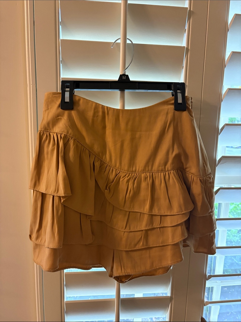 Mustard Seed Tiered Ruffle Skort in Mustard
